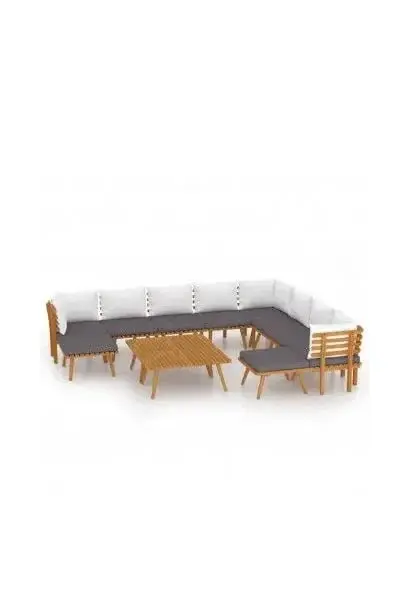 VIDAXL 3087021 Conjunto de muebles modernos para terrazas o jardín con cojines de color gris y crema de vidaXL