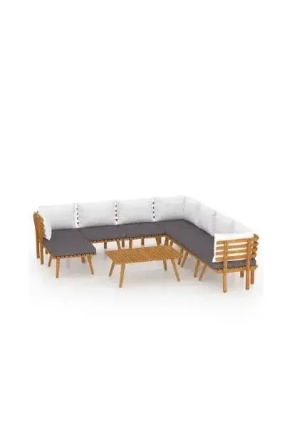 VIDAXL 3087022 Conjunto de muebles de exterior hechos de madera de acacia compuesto por 7 sofás una mesa y un reposapiés de vidaXL