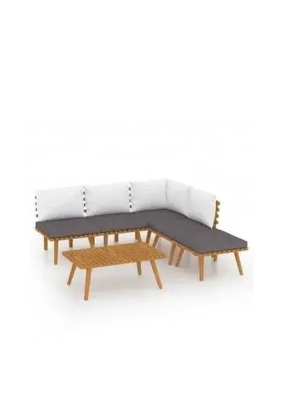 VIDAXL 3087025 Conjunto mobiliario para el jardín fabricado en madera de color gris y blanco de vidaXL