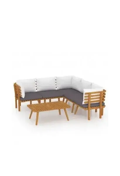 VIDAXL 3087027 Conjunto sofás con cojines y mesa para jardín con acabado en gris y blanco de vidaXL