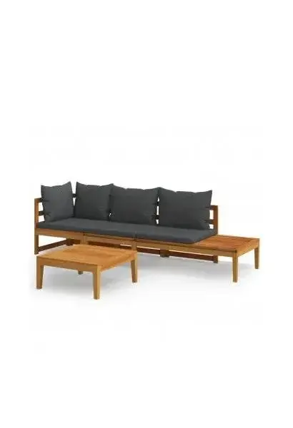 VIDAXL 3087273 Juego de muebles para jardín hecho de madera maciza de acacia y tela color gris oscuro 3 piezas de vidaXL