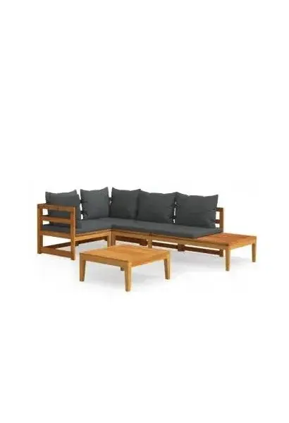 VIDAXL 3087277 Conjunto de muebles de madera de acacia para exterior de 4 piezas con cojines de vidaXL
