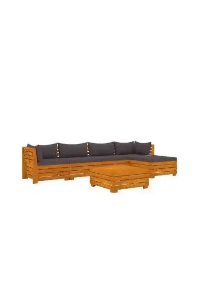VIDAXL 3087311 Set de muebles para jardín de 6 piezas fabricado en madera maciza de acacia con cojines color gris oscuro de vidaXL
