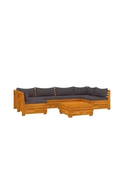 VIDAXL 3087324 Set de muebles para jardín de 7 piezas fabricados en madera maciza de acacia con cojines color gris oscuro de vidaXL