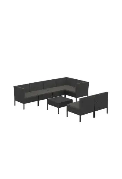 VIDAXL 3094393 juego de muebles de exterior hecho de ratán compuesto por una mesa 4 sofás centrales y 3 sofás de esquina