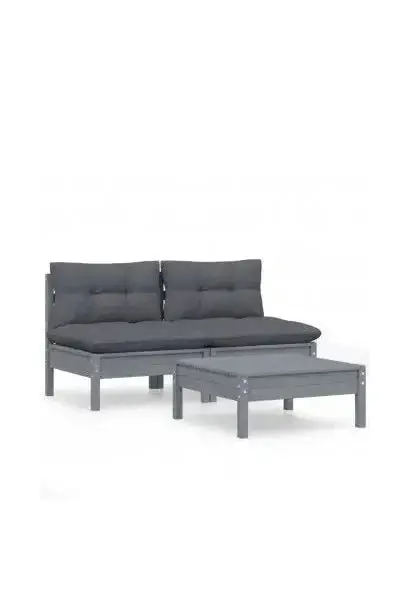 VIDAXL 3096000 Conjunto de muebles de exterior con cojines de color gris antracita fabricado en madera de pino de vidaXL