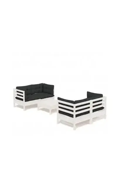 VIDAXL 3096023 Conjunto de muebles de jardín de 5 piezas de madera de pino con cojines gris antracita de vidaXL