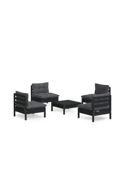 VIDAXL 3096038 Conjunto de sofás con cojines y mesa de jardín fabricado en madera de pino de vidaXL
