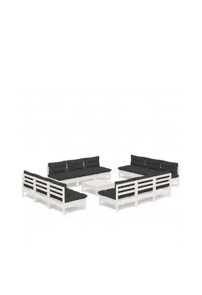 VIDAXL 3096053 Conjunto de muebles de jardín de madera 13 piezas blanco y gris antracita de vidaXL