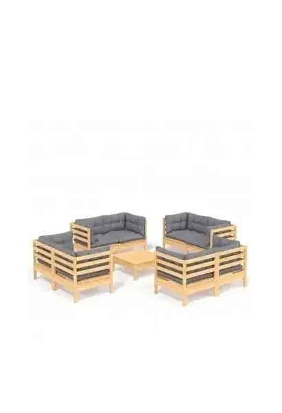 VIDAXL 3096063 Juego de 9 muebles modulares con cojines para exterior de madera maciza de pino de vidaXL