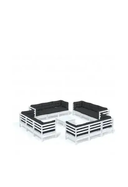 VIDAXL 3096071 Conjunto de muebles de jardín 13 piezas blanco con gris antracita madera de pino de vidaXL