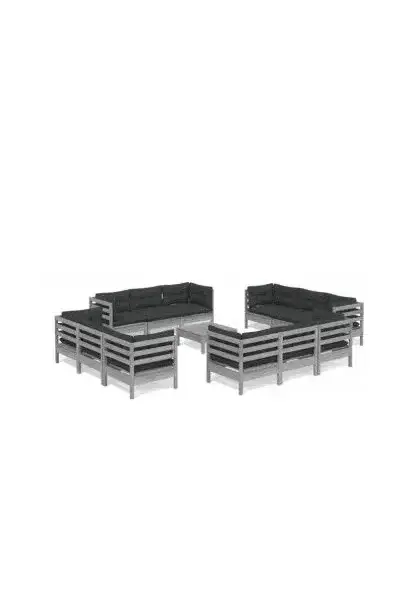 VIDAXL 3096072 Juego moderno para jardín de 12 piezas fabricadas en madera maciza color gris de vidaXL