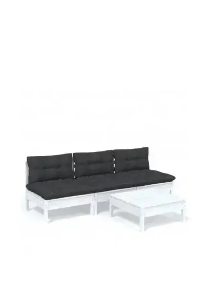 VIDAXL 3096083 Juego de muebles de jardín de 4 piezas hecho en madera de pino blanco con cojines color gris antracita de vidaXL