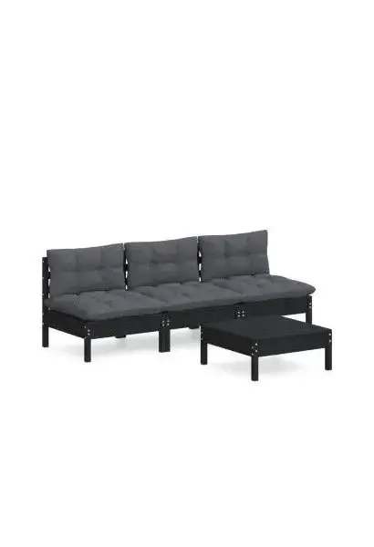 VIDAXL 3096086 Conjunto de sofás con cojines y mesa de jardín fabricado en madera de pino en color gris de vidaXL