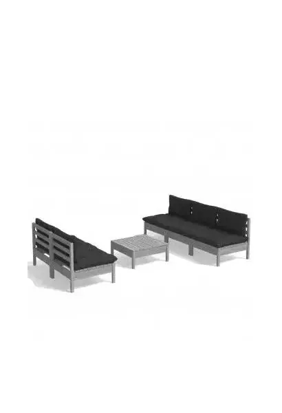 VIDAXL 3096090 Conjunto de muebles modulares de jardín en madera de pino color gris con cojines antracita de vidaXL
