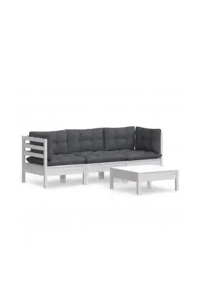 VIDAXL 3096107 Conjunto de muebles para jardín hechos de madera de pino con acabado blanco de vidaXL