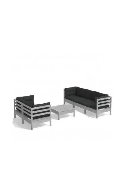 VIDAXL 3096114 Conjunto de muebles modulares de jardín en madera de pino con cojines en gris antracita de vidaXL