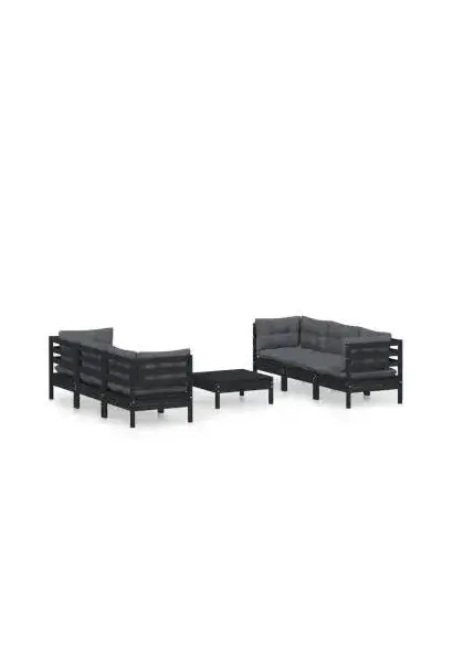 VIDAXL 3096122 Juego de muebles de jardín 7 piezas fabricados en madera de pino con cojines color antracita de vidaXL