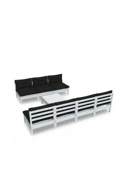 VIDAXL 3096137 Set de muebles modulares de 8 piezas de madera de pino blanco y cojines de color antracita de vidaXL