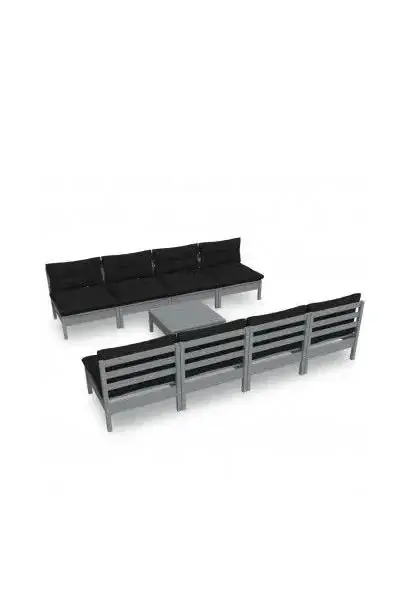 VIDAXL 3096144 Set de muebles para jardín de madera de pino color gris antracita 9 piezas de vidaXL