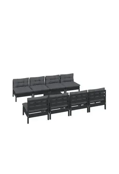 VIDAXL 3096146 Juego de muebles para jardín 9 piezas fabricado en madera de pino con cojines color gris de vidaXL