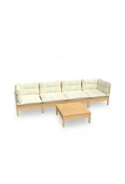 VIDAXL 3096154 Conjunto de muebles para exterior de color crema y marrón de madera maciza de pino de vidaXL