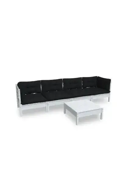 VIDAXL 3096155 Set de muebles de pino para exterior de 5 piezas color blanco con cojines antracita de vidaXL