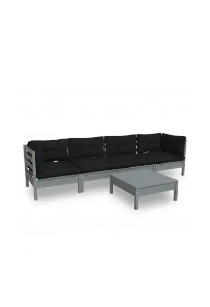 VIDAXL 3096156 Set de muebles para jardín hecho de madera de pino y tela color gris antracita 5 piezas de vidaXL