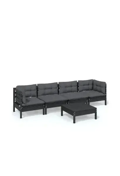 VIDAXL 3096158 Juego de muebles para jardín de 5 piezas fabricado en madera maciza de pino con cojines de vidaXL