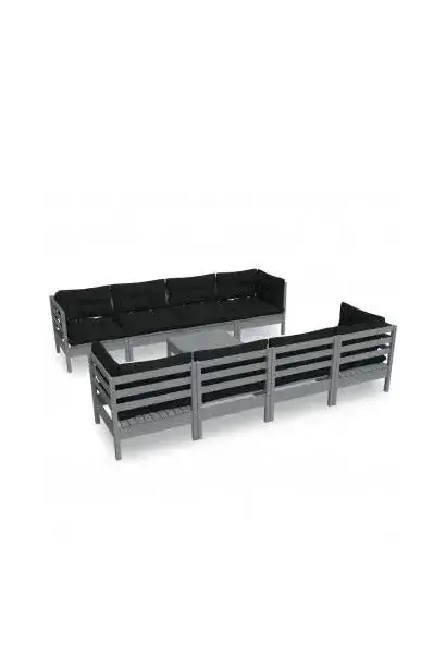 VIDAXL 3096168 Juego de muebles para jardín fabricado con madera de pino color gris antracita 9 piezas de vidaXL