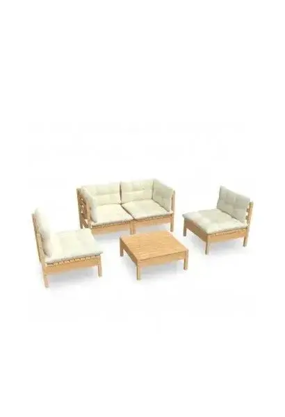 VIDAXL 3096178 Conjunto de muebles de jardín de color crema y marrón de madera maciza de pino de vidaXL