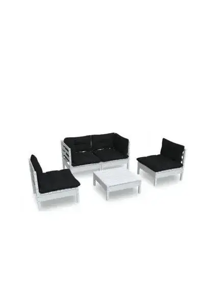 VIDAXL 3096179 Juego de muebles de pino para exterior de 5 piezas color blanco con cojines antracita de vidaXL