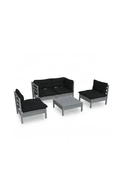 VIDAXL 3096180 Set de muebles para exterior hecho de madera maciza de pino y tela color gris antracita 5 piezas de vidaXL