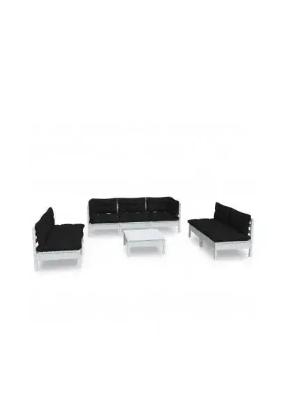 VIDAXL 3096227 Conjunto de sofás con cojines y mesa de jardín con acabado blanco y antracita de vidaXL