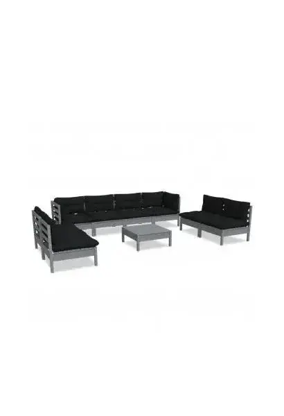 VIDAXL 3096240 Juego de muebles de jardín de madera maciza de pino gris antracita 9 piezas de vidaXL