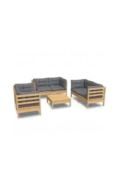 VIDAXL 3096249 Juego de muebles de jardín fabricado con madera maciza de pino gris 7 piezas de vidaXL