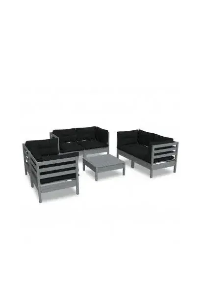 VIDAXL 3096252 Juego de muebles de jardín de 7 piezas de madera de pino gris con cojines de poliéster de vidaXL