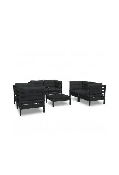 VIDAXL 3096254 Juego de muebles de jardín de madera maciza de pino gris antracita 7 piezas de vidaXL