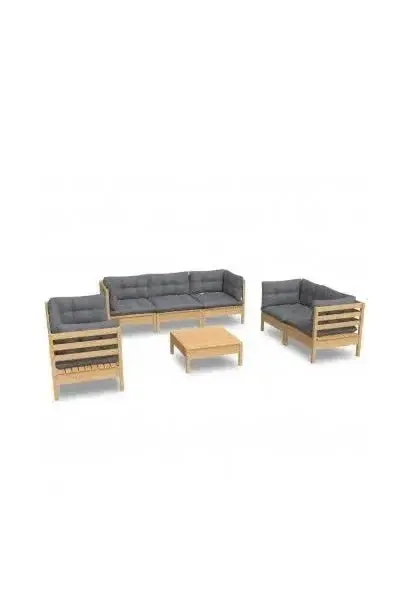 VIDAXL 3096261 Juego de muebles de jardín fabricado con madera maciza de pino gris 8 piezas de vidaXL