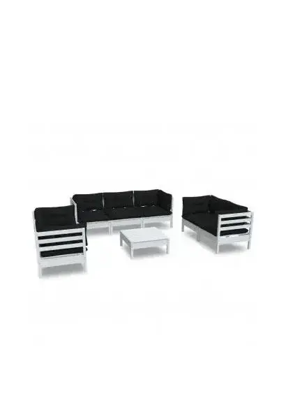 VIDAXL 3096263 Conjunto de sofás y mesa de jardín madera con acabado antracita y blanco de vidaXL