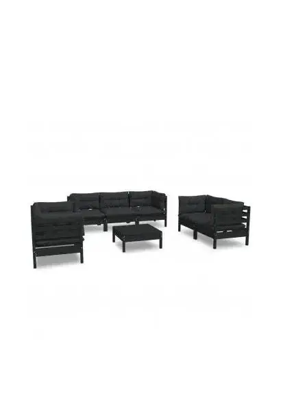 VIDAXL 3096266 Juego de muebles de jardín fabricado con madera maciza de pino gris antracita 8 piezas de vidaXL