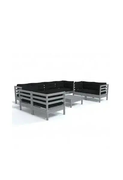 VIDAXL 3096276 Juego de muebles de jardín hecho de madera de pino color antracita 9 piezas de vidaXL