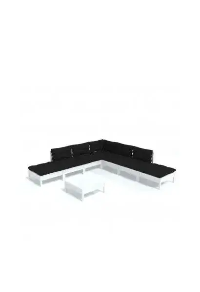 VIDAXL 3096329 Juego de sofás con mesita de jardín en palés de pino de 8 piezas gris antracita y blanco de vidaXL
