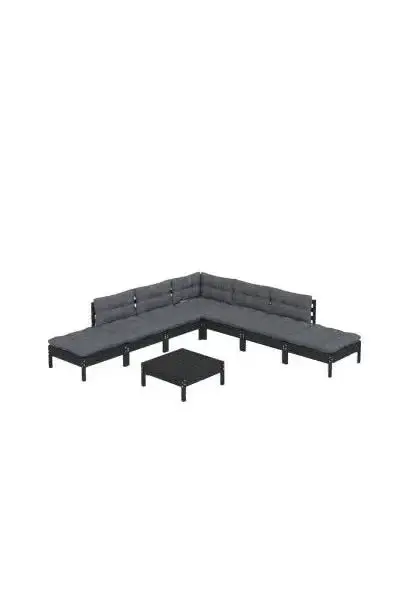 VIDAXL 3096332 Juego de muebles para jardín 8 piezas con cojines y mesa color negro y gris antracita oscuro de vidaXL