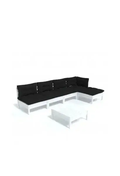 VIDAXL 3096341 Conjunto de muebles de exterior blanco y gris antracita de madera de pino maciza de vidaXL