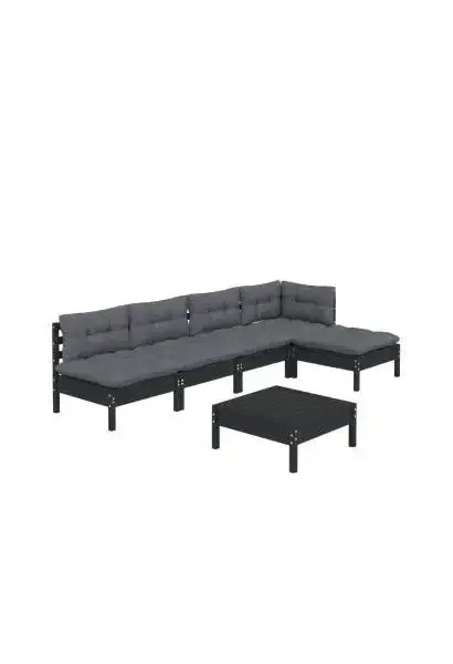 VIDAXL 3096344 Juego de muebles para jardín 6 piezas con cojines y mesa color negro y gris antracita oscuro de vidaXL