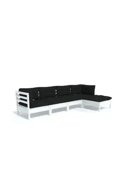VIDAXL 3096359 Set de muebles de pino para uso exterior de 5 piezas color blanco con cojines antracita de vidaXL