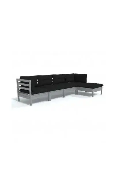 VIDAXL 3096360 Juego de muebles para exterior hecho de madera maciza de pino y tela color gris antracita 5 piezas de vidaXL
