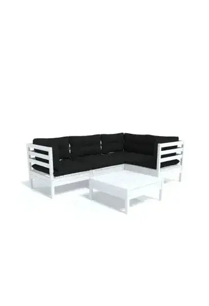 VIDAXL 3096377 Juego de muebles de pino para uso exterior de 5 piezas color blanco con cojines antracita de vidaXL