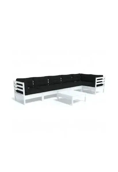 VIDAXL 3096401 Conjunto de muebles de exterior de 7 piezas de madera de pino con cojines gris antracita de vidaXL